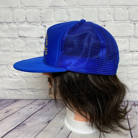 Vintage Hat Cap Snapback Blue Kirchner Construction GRADALL Trucker Mesh Rope - Picture 2 of 9